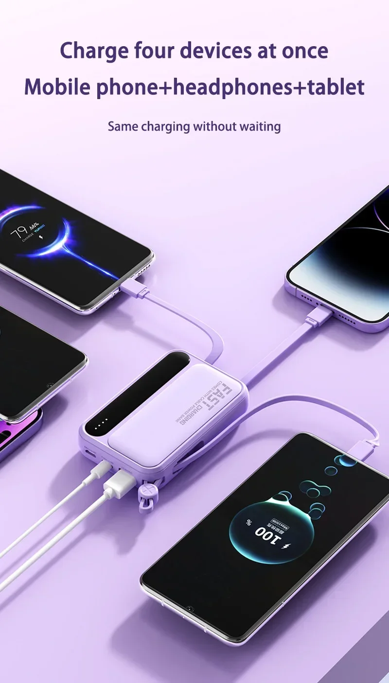 20000mah Portable Power Bank With Fast Charging 4-wire Charger_voghion.com