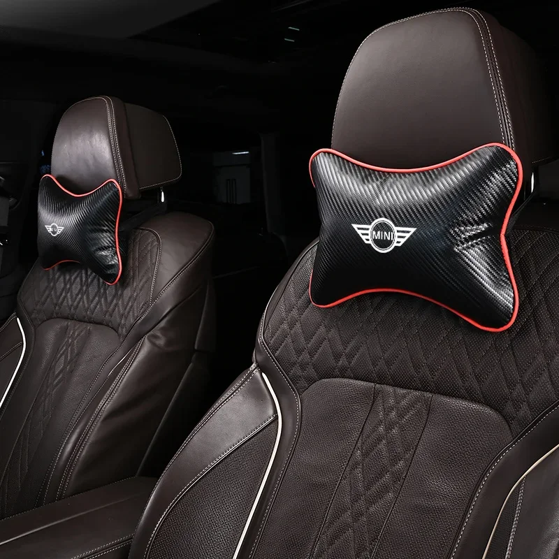 Carbon Fiber Car Seatbelt Shoulder Pad Headrest Neck Pillow For BMW Mini Cooper One S Countryman R50 R53 R60 F55 F56 Clubman JCW