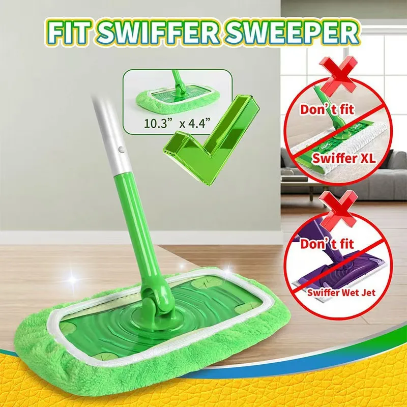 Cloth Sweeper Sweeper Wet & Dry Cleaning Cloths Reusable Microfiber Mop Pads Green ...