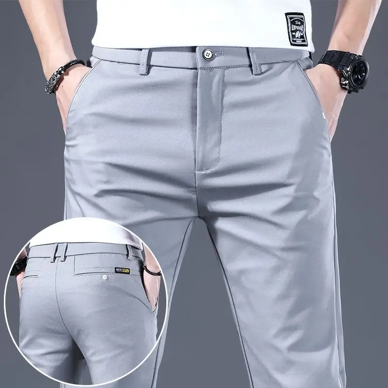 Summer Elegant Fashion Harajuku Slim Fit Trousers Loose All Match Sport Casual Pants Solid Pockets Thin Style Straight Leg Pants