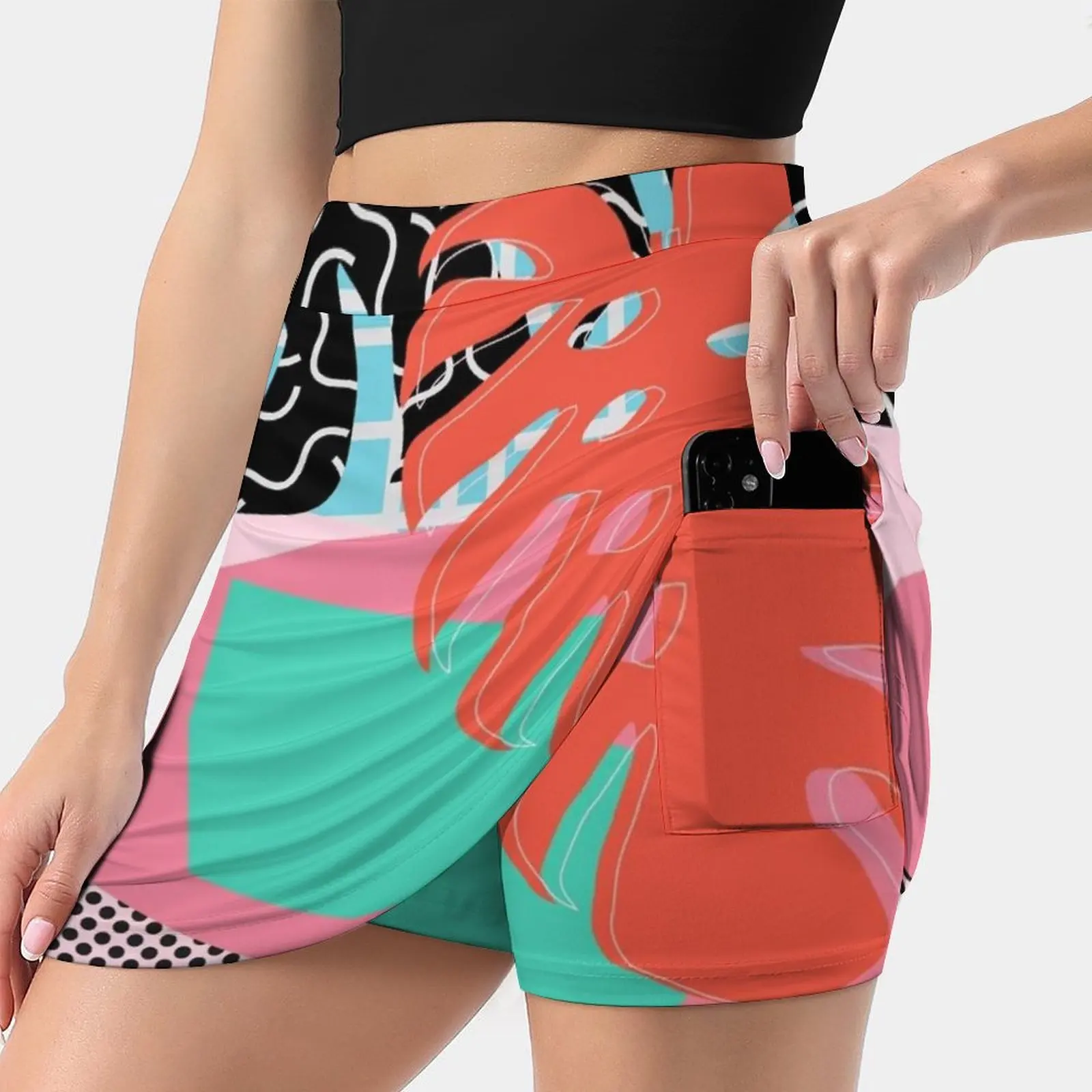 

Memphis Palm / / Abstract Pattern Memphis Tropical Skirts Woman Fashion 2022 Pant Skirt Mini Skirts Office Short Skirt Mid