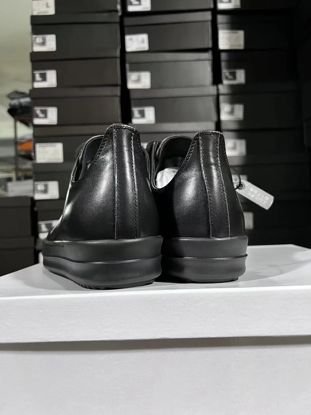 Rickss Luxury Designer Man Shoes Black Genuine Leather Owens Women Sneakers Thick Shoelaces Jumbo Laces Owens Black Men Shoes 2