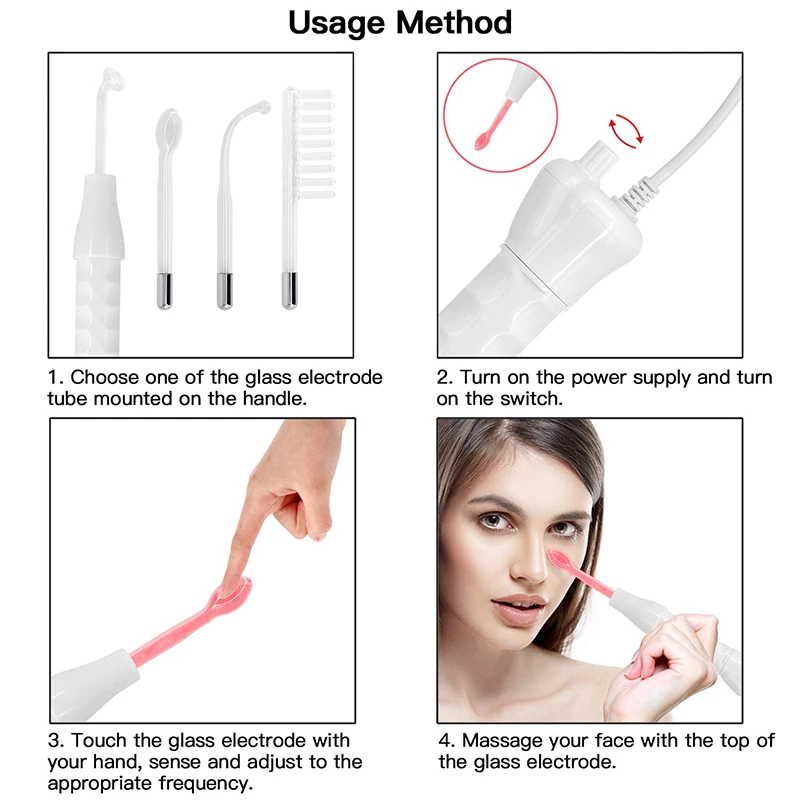 Portable Handheld High Frequency Skin Therapy Wand Electrode Glass Tube Skin Wrinkle Reducing Alta Frecuencia Wands 5