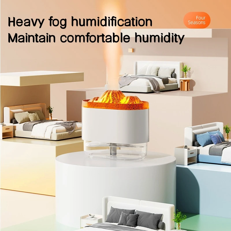 USB Volcano Air Humidifier Aromatherapy Diffuser with Ambient Light 300ML Ultrasonic Mist Maker Quiet Sprayer for Bedroom Office 5