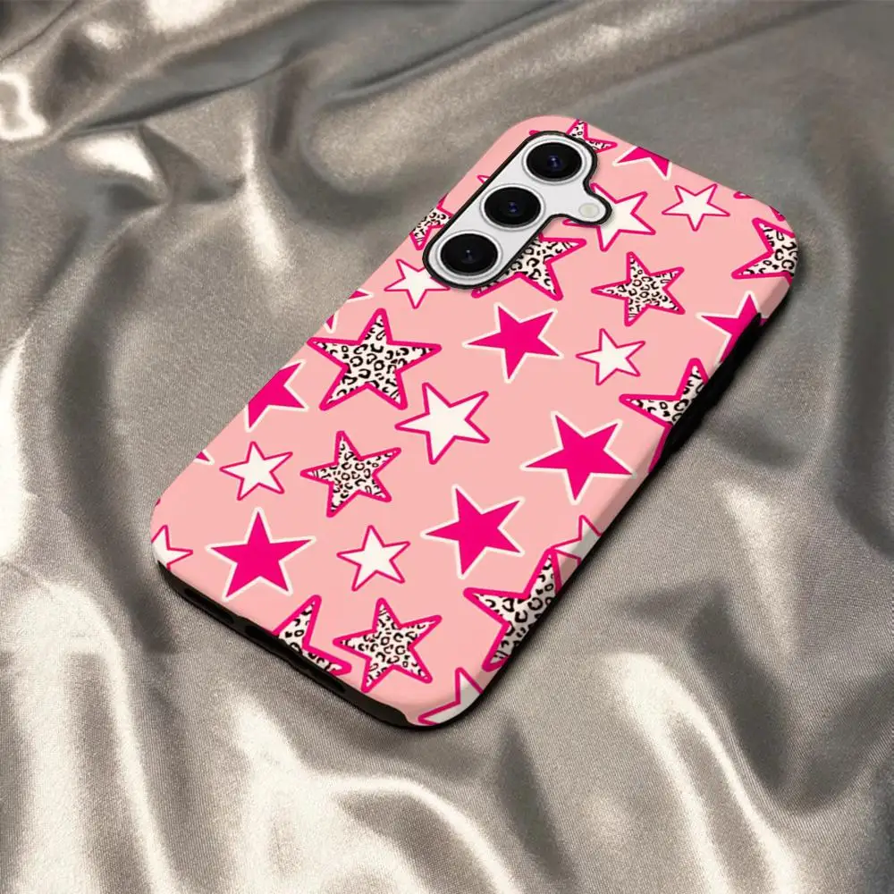 Glossy HD Hard PC Cover - Preppy Stars Pink Phone Case