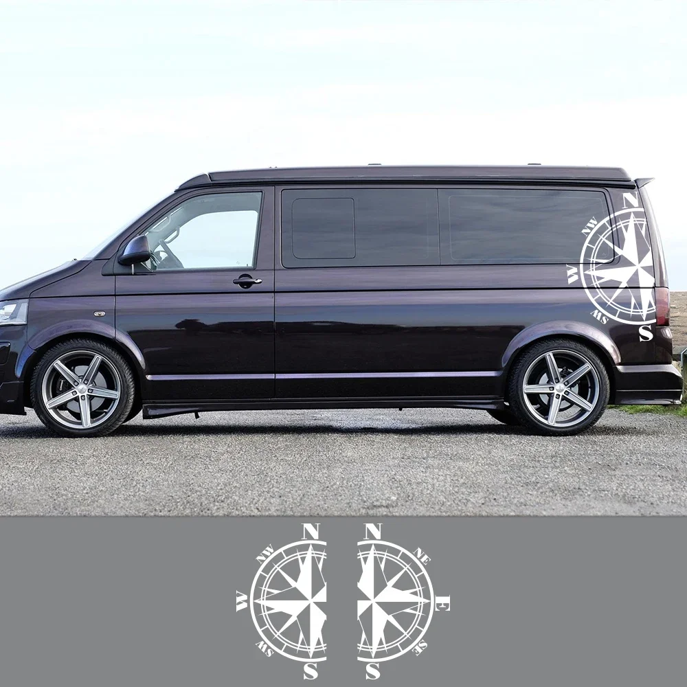 2PCS Auto Seite Körper Aufkleber Auto Körper Vinyl Kompass Aufkleber Zubehör Für Volkswagen VW Multivan Transporter Caravelle T4 T5 t6 – Detail 2