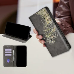 Dragon Pattern Leather Flip Cover - Full Protection Mobile Phone Case - OnePlus 11 (GRAY)