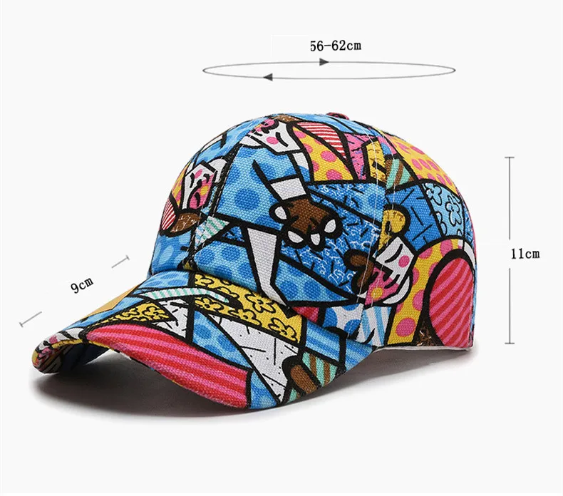 New Women Men Cartoon Print Baseball Caps Female Male Lip Four Seasons Faloral Visors Snapback Cap Hat For Women Men baseball flat cap