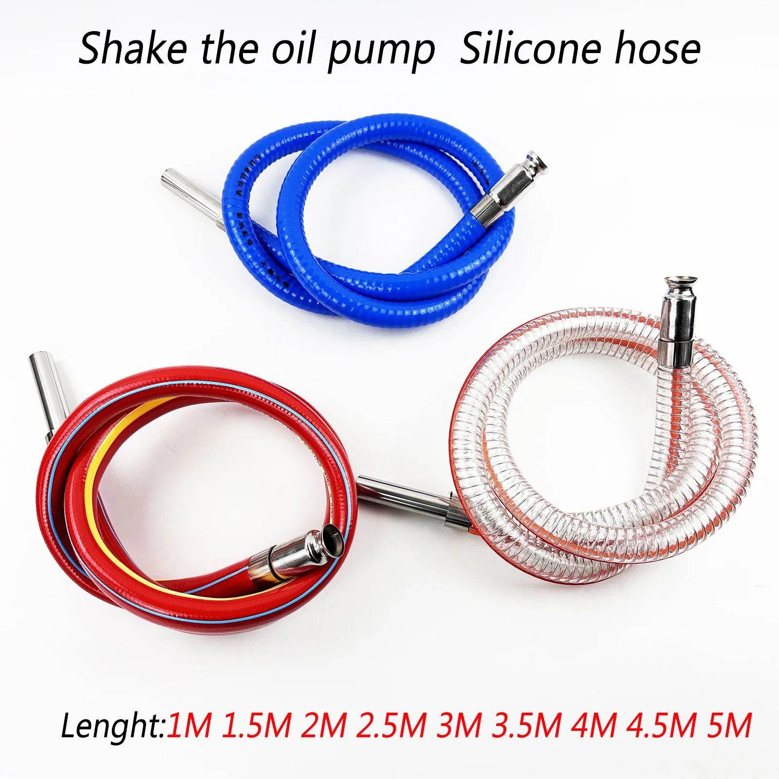 1M-5M Industrial Grade Oil-Water Dual Use Oil Extraction Tube Transparent/Red/Blue Steel Wire Universal Silicone Reinforced Hose
