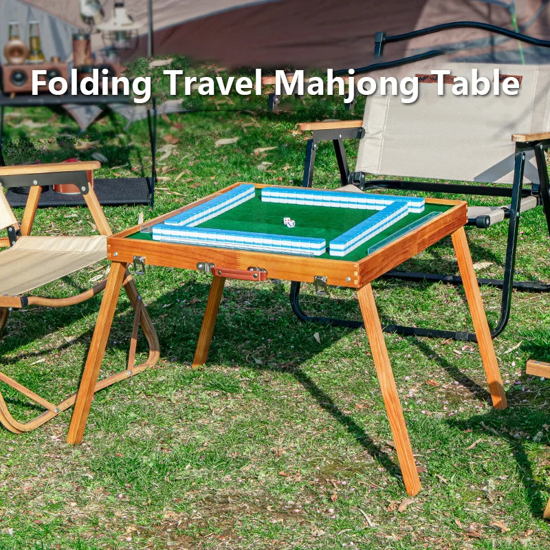 

Small Mahjong Travel Folding and Elevated Mahjong Table Set Portable Solid Wood Travel Dormitory Sparrow Outdoor Home