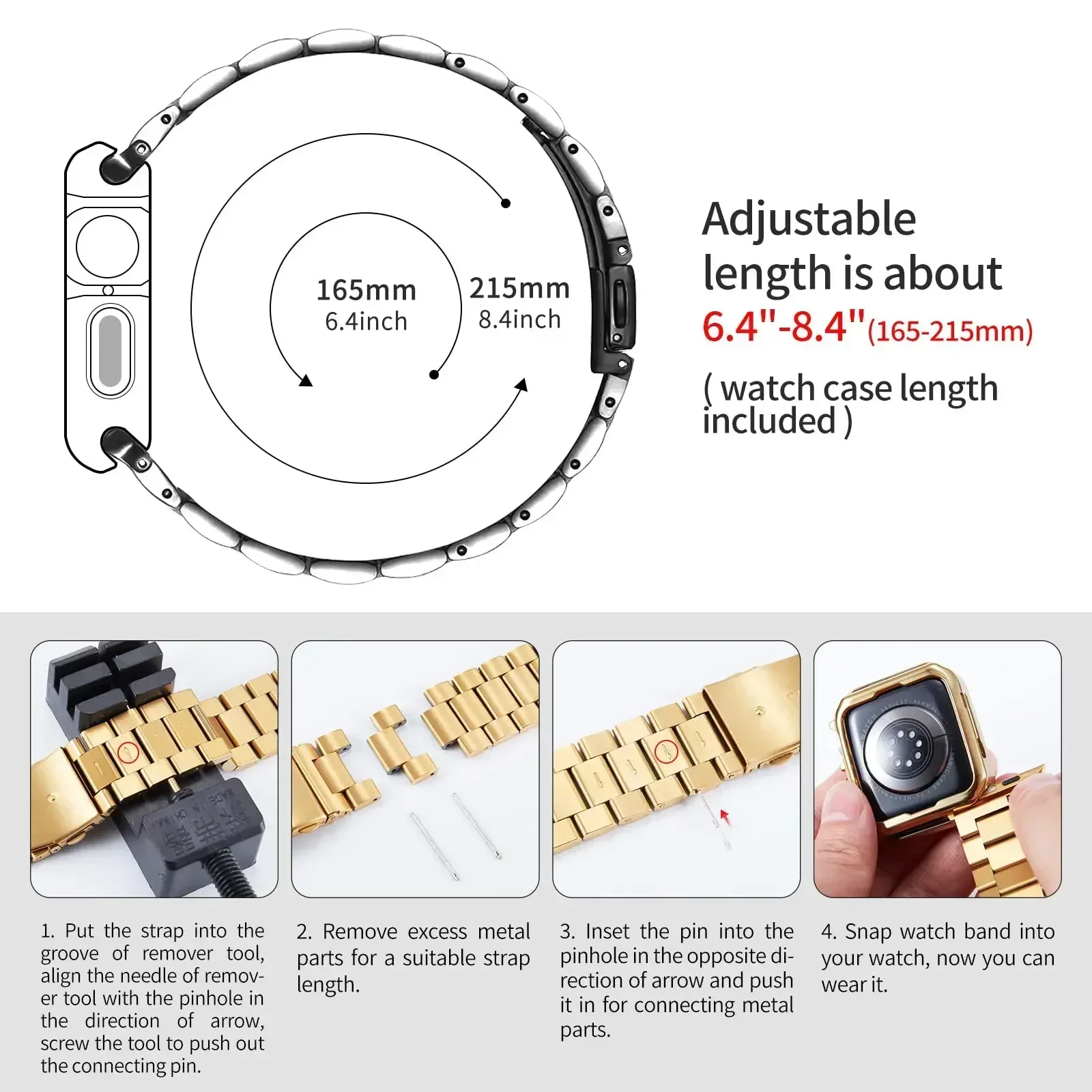Sleek Stainless Steel Apple Watch Band with TPU Protective Case