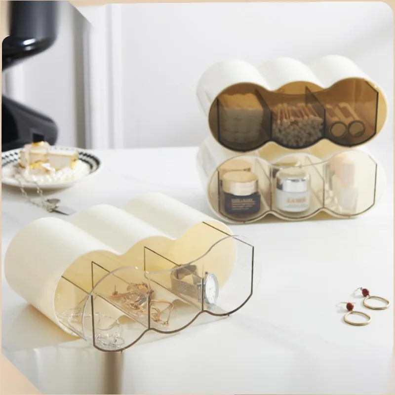 

Style Light Luxury Cosmetics Stacked Drawer Storage Transparent Grid Desktop Storage Box Pearl Treasure Box