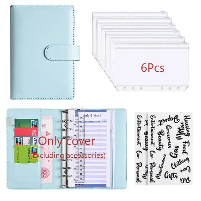 Deluxe PU Leather Budget Planner with Cash Envelope Organizer and Zippered Pockets