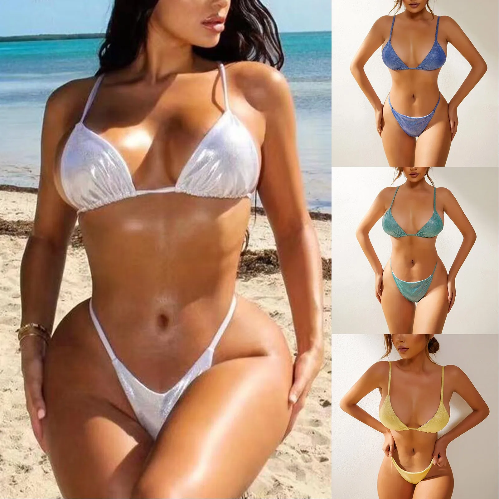 

Summer Sexy Solid Mirco Bikini Sets Women Tie Side G-String Thong Swimsuit Female Bandage Bathing Suit Brazlian Swimwear Biquini