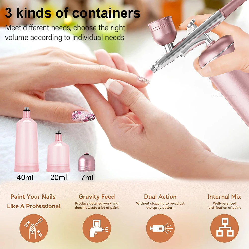 Airbrush Nails with Compressor Aerografos for Pastry Portable Airbrush Kit for Makeup Painting Cake Craft Cordless Airbrush Nail 5