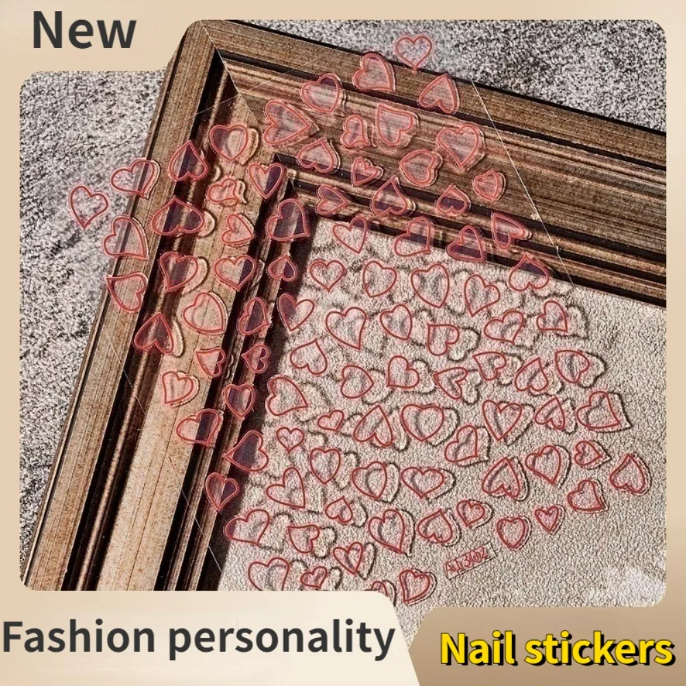 

Hollow Heart Nail Sticker Laser Gold Silver Pink Nail Patch Cute Heart Shape Self Adhesive Nail Patch Temperament Art Nail Patch