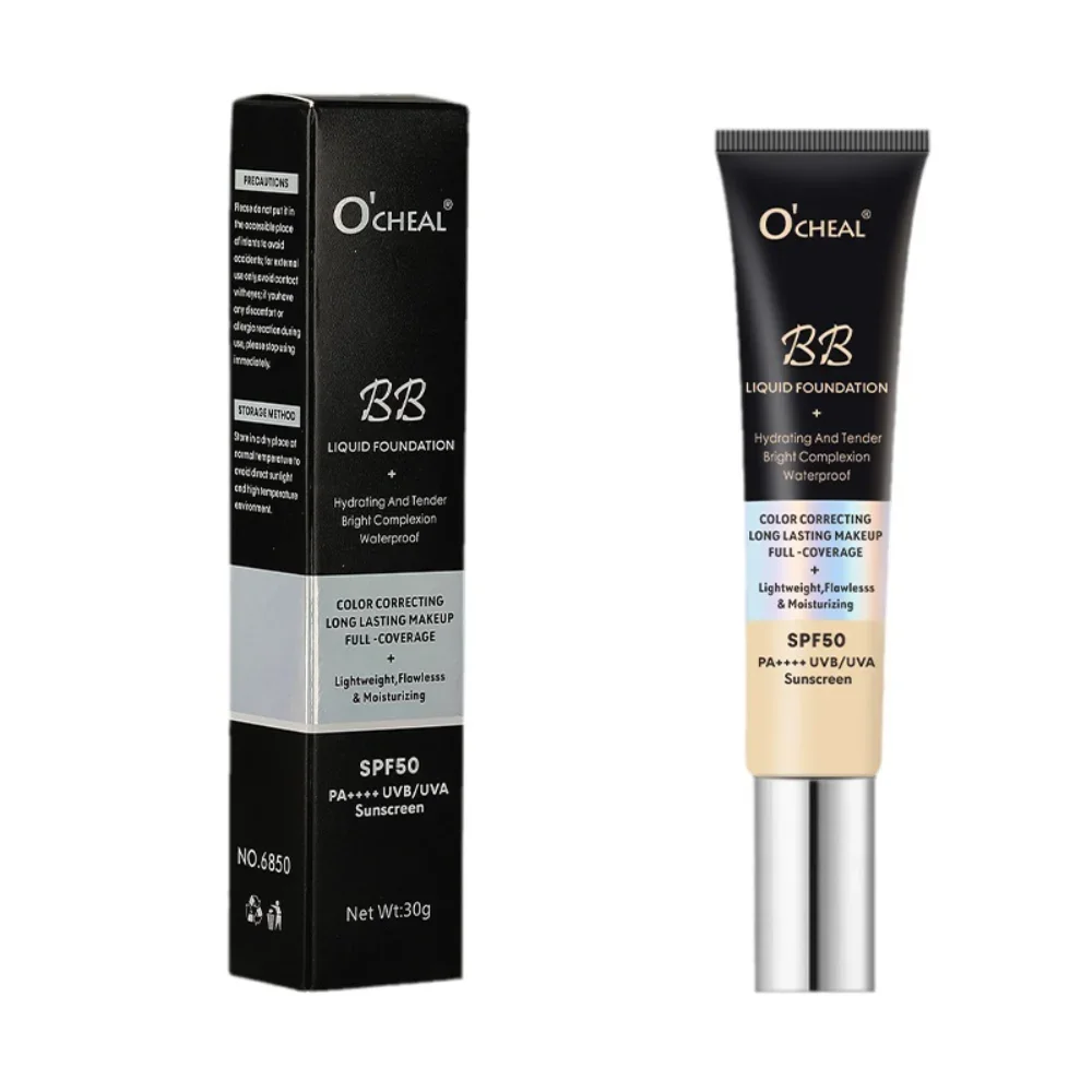 OCHEAL BB Liquid Foundation Hydrating Tender Bright Complexion SPF50PA++ Waterproof Full Coverage Long-lasting Makeups Cosmetics