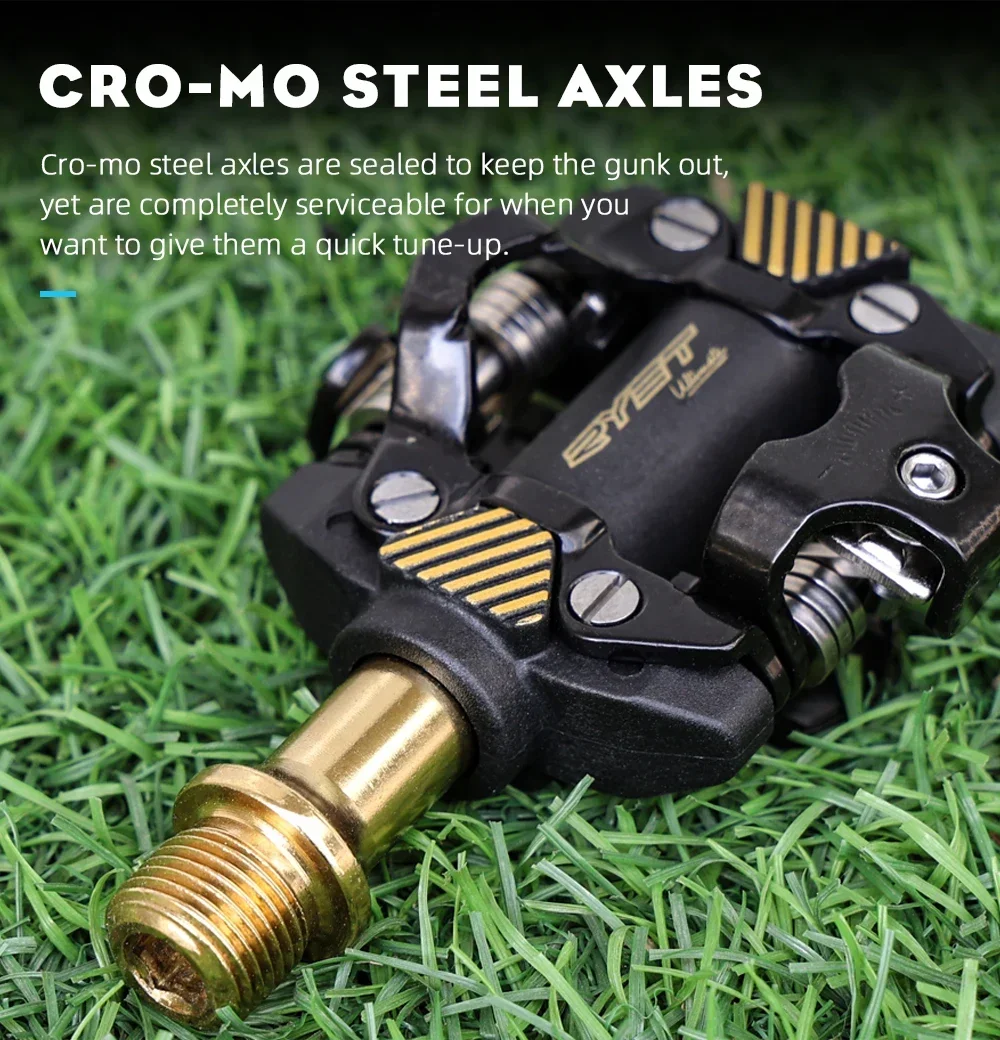 RYET Fahrradpedal SPD Klick Mountainbike Pedale MTB Pedal Dual Platform MTB Klickpedal Fahrradteile Golden Schwarz – Detail 8