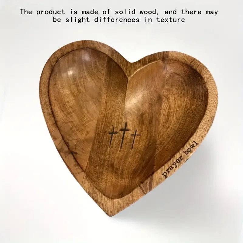 Heart Shaped Wooden Prayer Bowl for Valentine's Day, Mother's Day, Heart Shaped Wooden Prayer Cup -, Centerpiece of Dining Table 4