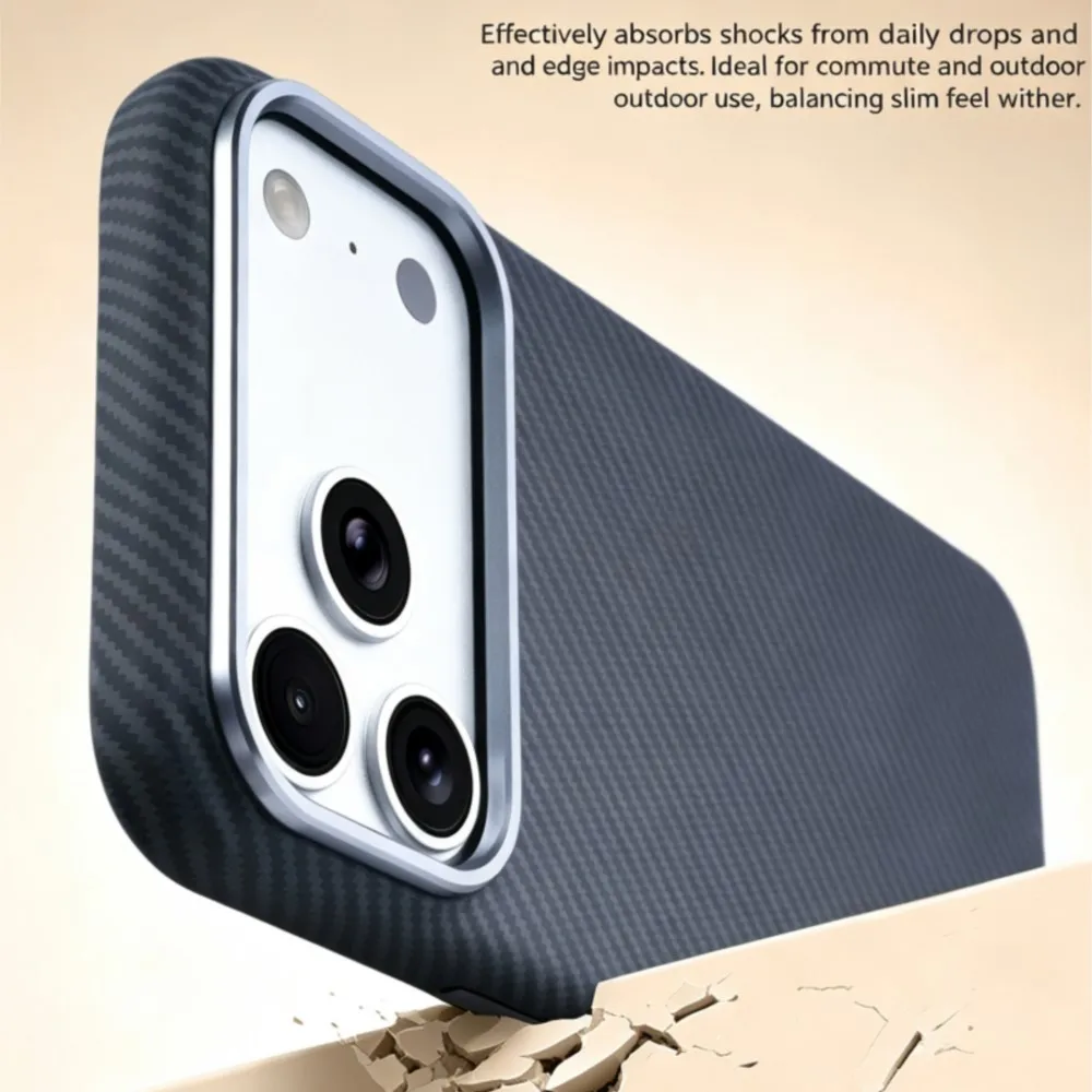 Premium Kevlar Carbon Fiber Magnetic Case - Shockproof Wireless Charging Cover