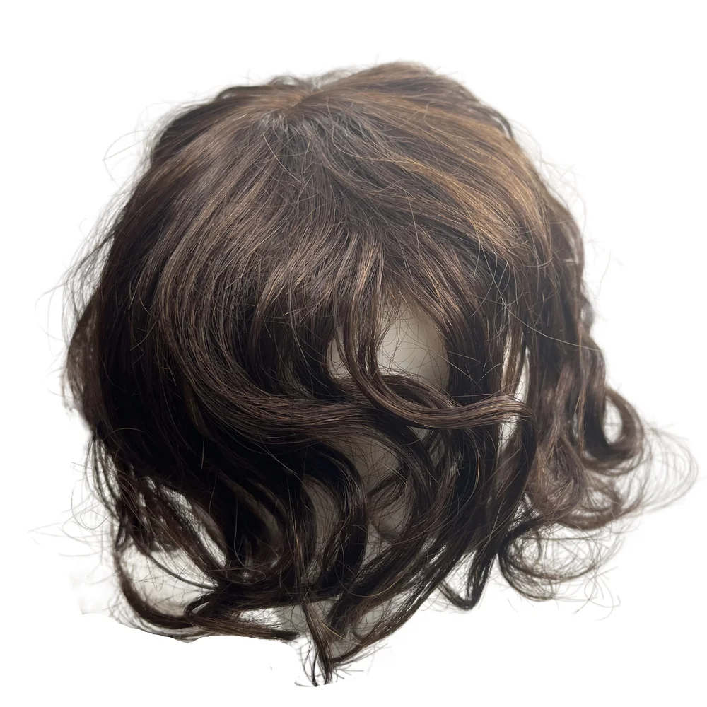 Curly Wavy Human Hair Toppers Clip In Toppers With Side Bangs Hair For Women Bangs Toupee Wiglets Hairpieces For Mild human hair bangs women hair topper