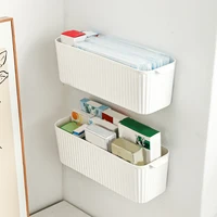 WORTHBUY Wall Mounted Medicine Storage Rack Cabinet Plastic Drug Organizer Shelf Desktop Stackable Medicine Storage Basket 2