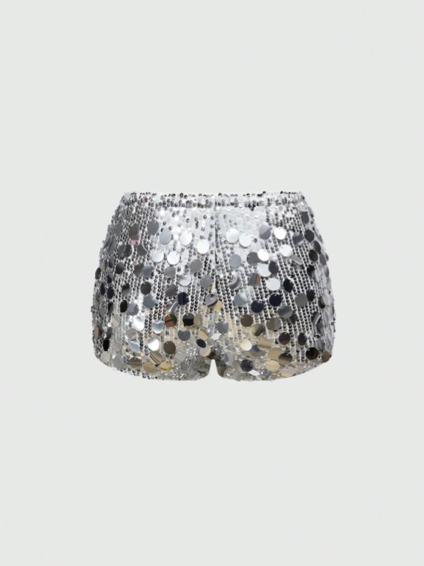 Schwarze Mini-Shorts mit Pailletten für Damen, figurbetonte Shorts mit hoher Taille – Detail 3
