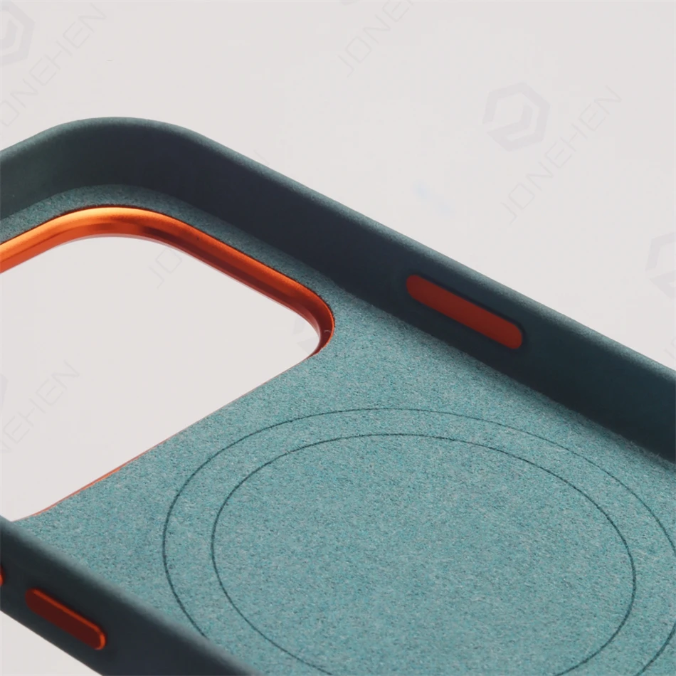 Matte Leather Magnetic Case with Alloy Lens in Solid Color