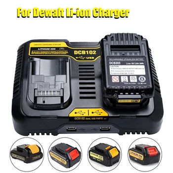 DCB102 DCB118 DCB112 리튬 이온 배터리 DeWalt 12V, 14.4V, 18V, 20V, DCB101 DCB200 DCB201 용 이중 충전 듀얼 USB 포트 충전기