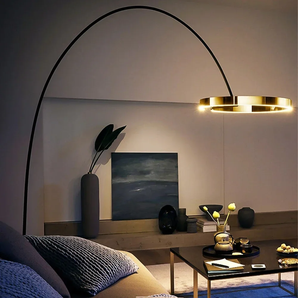 

Nordic Ring Fishing LED Floor Light Modern Creative Loft Standing Lamps for Living Room Bedroom Sofa Corner Home Decor Lustre