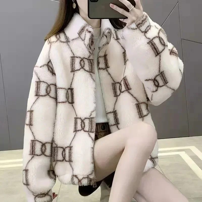 

TPJB New Sheep Shearing Jacket Women's Korean Version Outer Wear Winter Loose All-Match Plus Cotton Thick Lamb Wool Tide Jacket