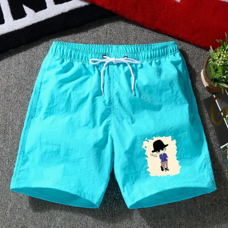 thumbnail image 1 of Pantalones cortos para hombre, pantalones cortos de playa de gran tamaño con gráficos de anime para hombre, pantalones cortos de diseñador de moda personalizados XL con ropa al por mayor, 1 of 5