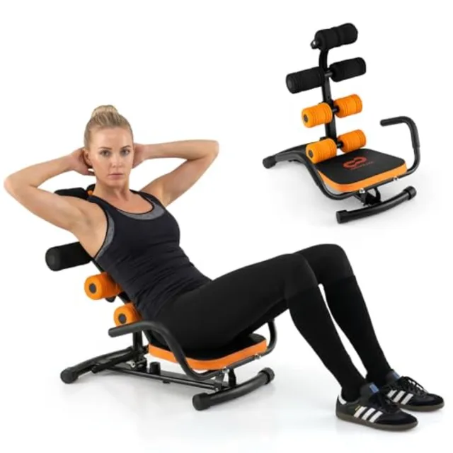 Home gym ab machine with 3-position adjustable backrest foam support black and gray color compact full-body workout design
