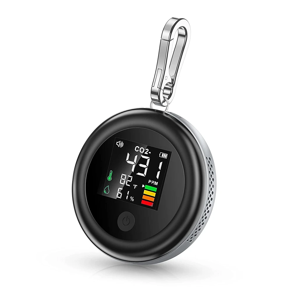 

Portable CO2 Monitor Meter Sensor Indoor with Alarm, Air Quality Carbon Dioxide Monitor with Temperature Humidity Black