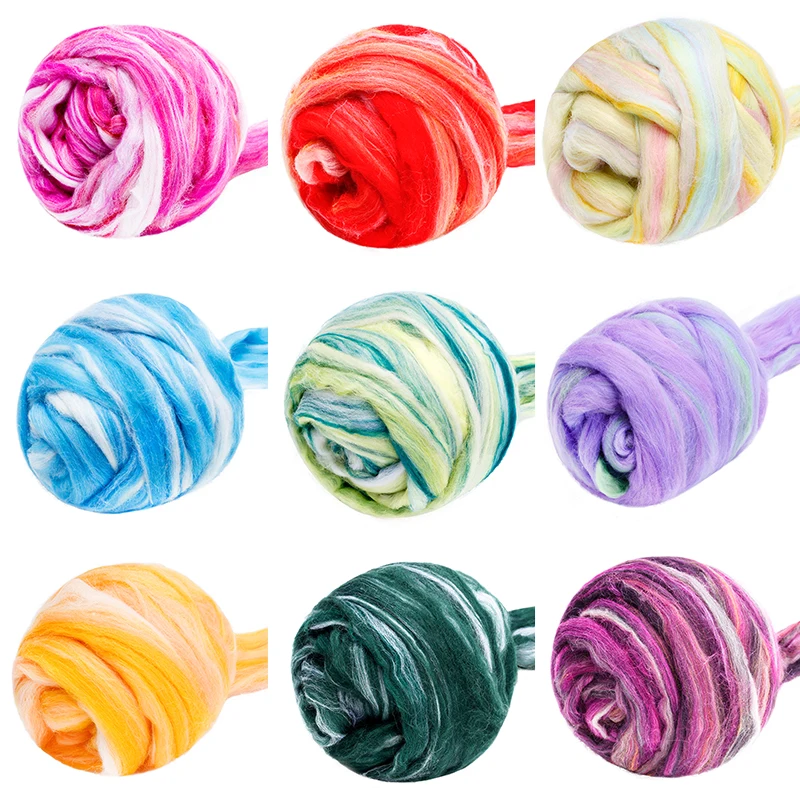 9pcs Felting Wool For Needle Felting Handmade Doll Making Felt Woll Fibre Roving DIY Craft Accessories Tool wool felting kit needle felt kit needle felting wool wool felting needles