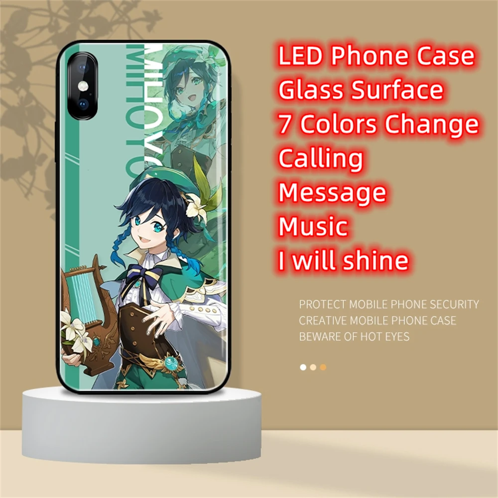 

For Genshin Luminous Call Light Flash Phone Cases For OPPO Reno 5 6 7 8 9 Pro Plus Find X5 Pro LED Cover Funda Anime