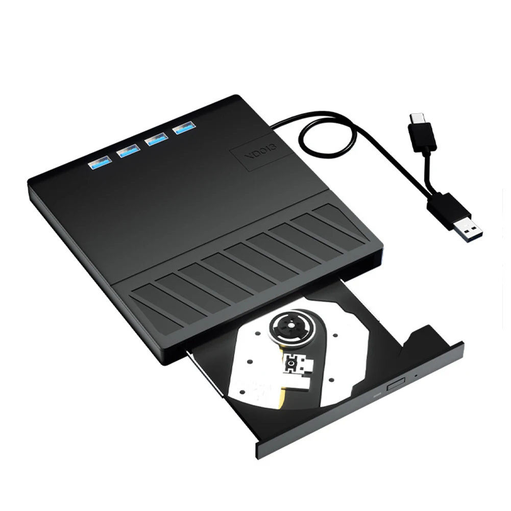 7 in 1 USB 3.0 Type C Optical External Blu-ray/DVD Drive Burner with SD/TF Port Blu Ray Burner Slim CD DVD Burner for Laptop PC