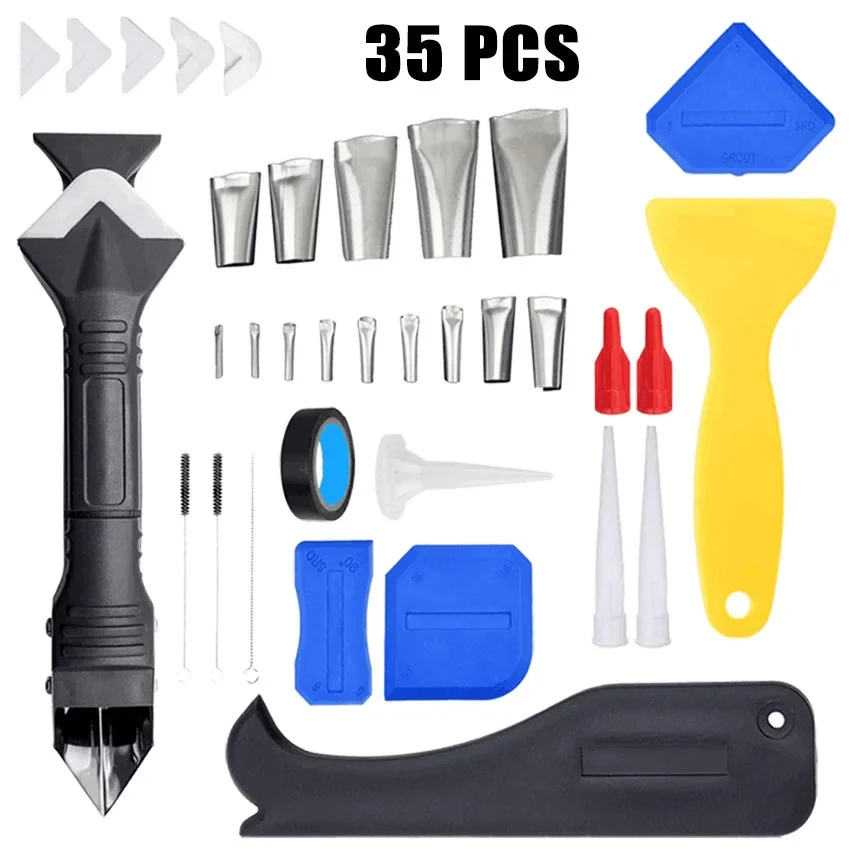 

35pcs Silicone Sealant Spreader Caulking Tool Kit Spatula Scraper Cement Caulk Removal Tool Finishing Sealant Grout Window Door