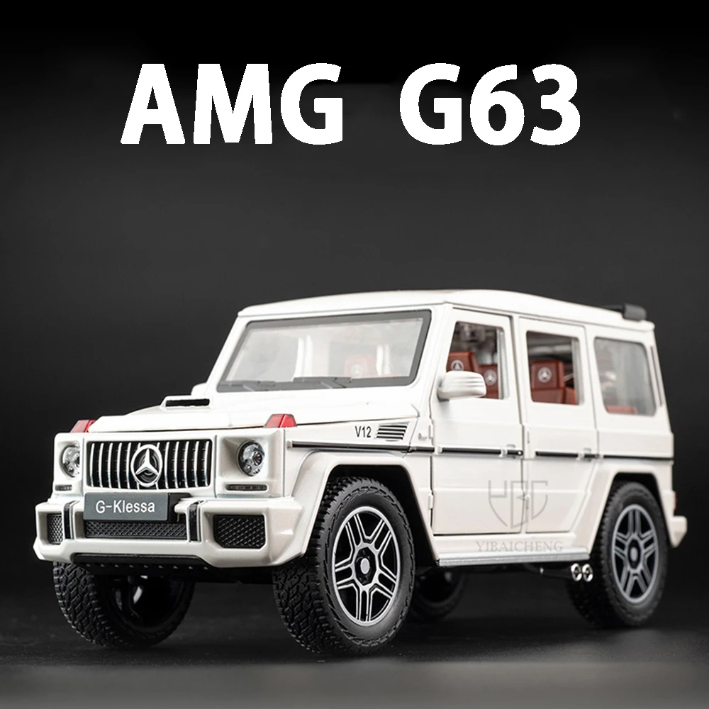 

1:24 Alloy AMG G63 Model Car Toys With Sound Light Metal Diecast SUV Rubber Tire Off-road Vehicle Toys For Boy Children Kid Gift