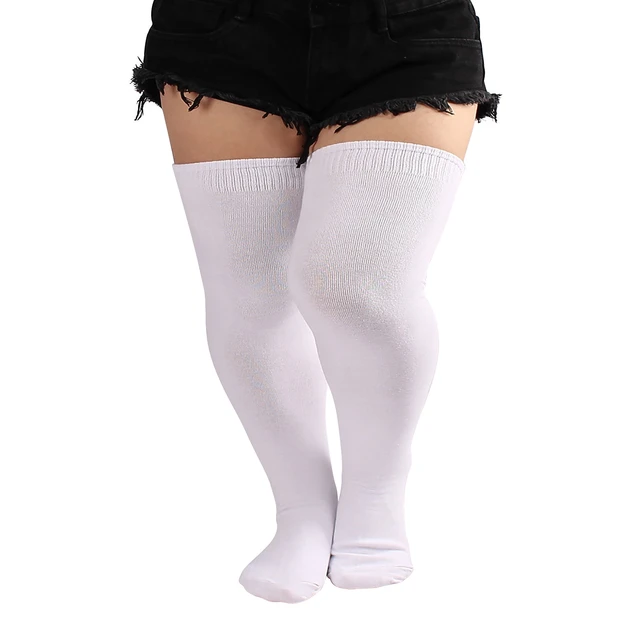 RIBBED PLUS SIZE Thigh High Socks, Women's Chunky Extra Long Over