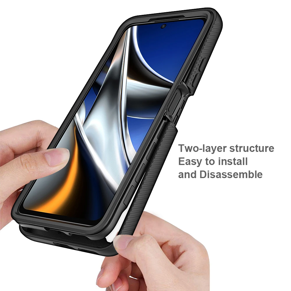 for Xiaomi Poco X3 NFC /X3 Pro Case with Screen Protector,Hybrid Heavy Duty  Shockproof Armor Dual Layer Protection Defender Back Case Cover for Poco