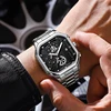 Fashion Casual Business Men Quartz Watch High-end Auto Date Big Square Dial Stainless Steel Band Watches For Man Gifts 5
