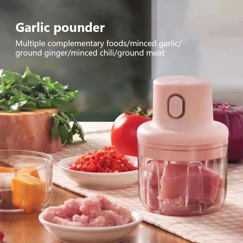 Meat Grinder Electric Garlic Crusher Food Chopper Mini Garlic Masher Vegetable Chopper Machine USB Wireless Kitchen Blender Tool 3