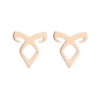 QIAMNI Stainless Steel Minimalist Geometric Parabatai Runes Stud Earrings Fashion Shadowhunters Angelic Power Jewelry Gift Charm 2