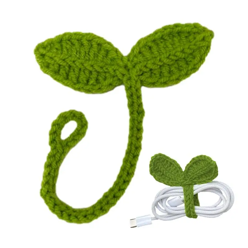 

Handmade Crochet Knitting Wool Leaf Buds DIY Clothing Accessories Crochet Green Leaf Multifunctional Bookmark Green DIY Crafts