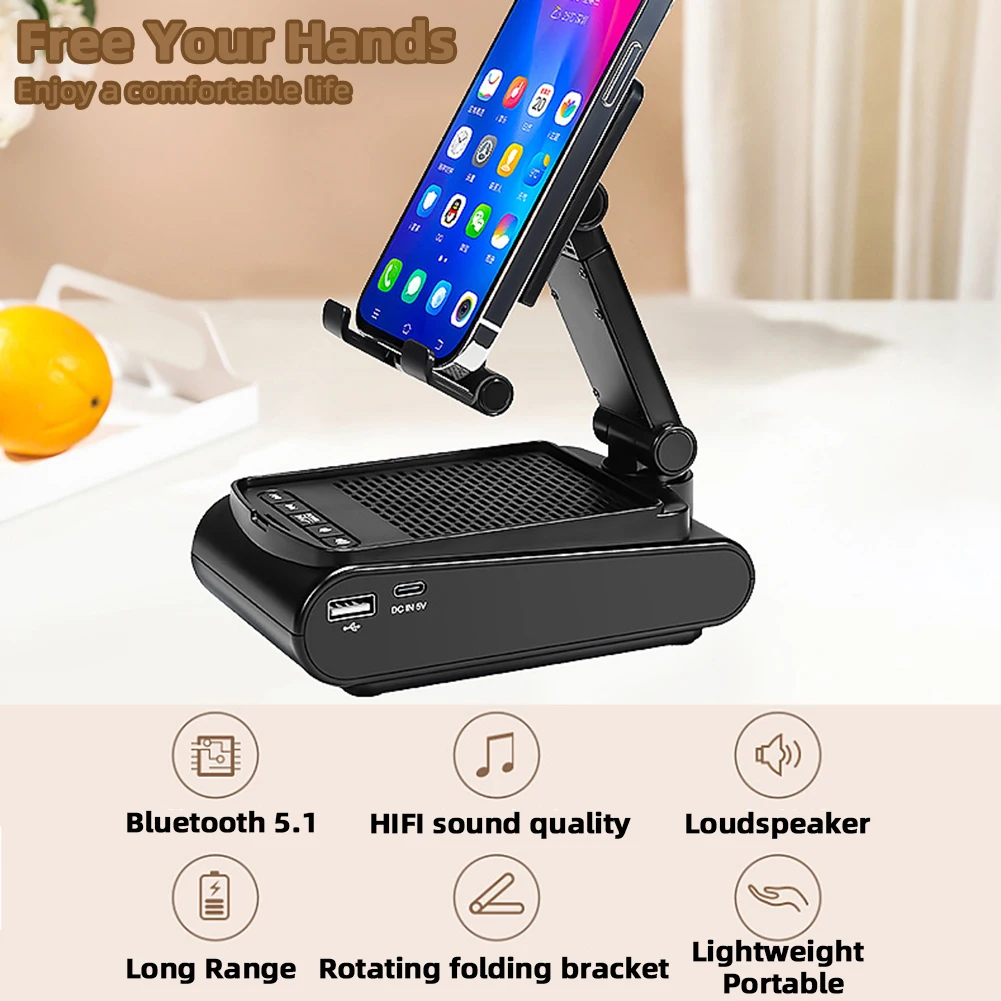 

360° Rotatable Phone Holder With Bluetooth-compatible Speaker Universal Tablet Support Bracket Phone Tablet Accessories