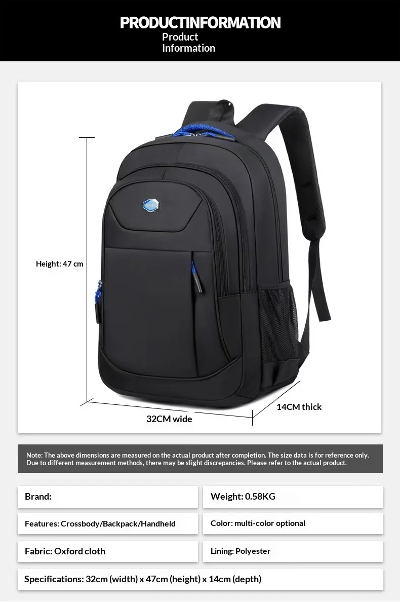 Homefish Herren-Rucksack, Oxford, wasserdichter Rucksack, Business-Computertasche, Freizeit-Reiserucksack, Rucksack für Gymnasiasten – Detail 8