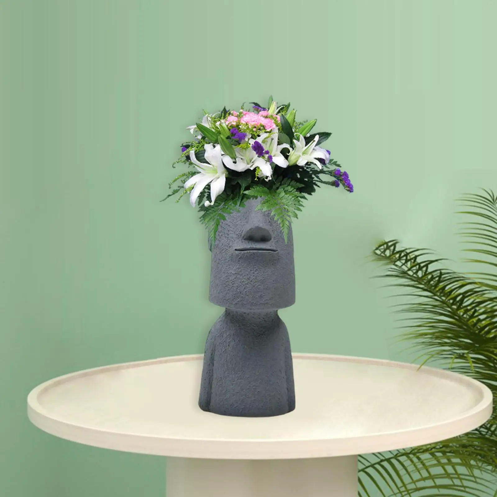 Abstract Easter Island Planter Succulent Statue Plants Container Sculpture with Drainage Vase Resin for home and indoor