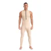 Mens Yoga Athletic Striped Bodysuit Rompers Stretchy Soft Wear Sleeveless Front Zipper Bodycon Jumpsuit for Bodybuilding Fitness 3