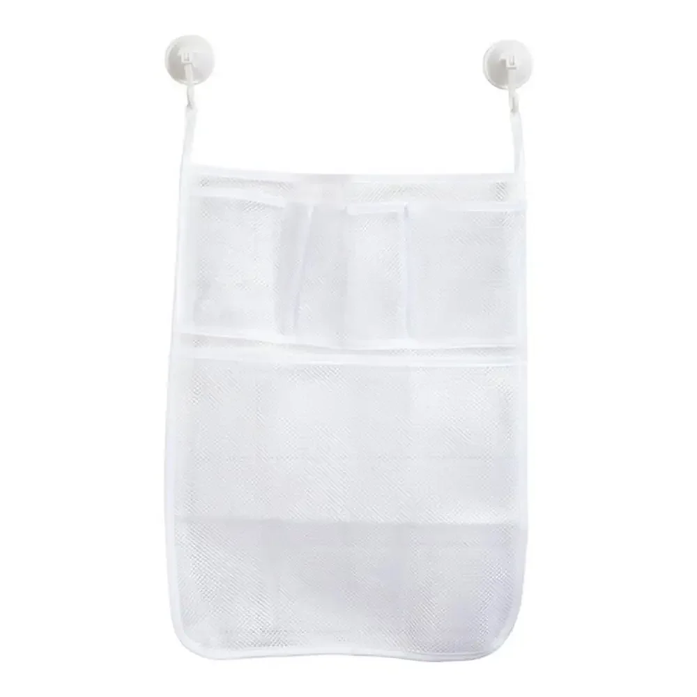 Mesh Shower Caddy Organizer with Suction Cups Bath Storage Solution Rust-Resistant White